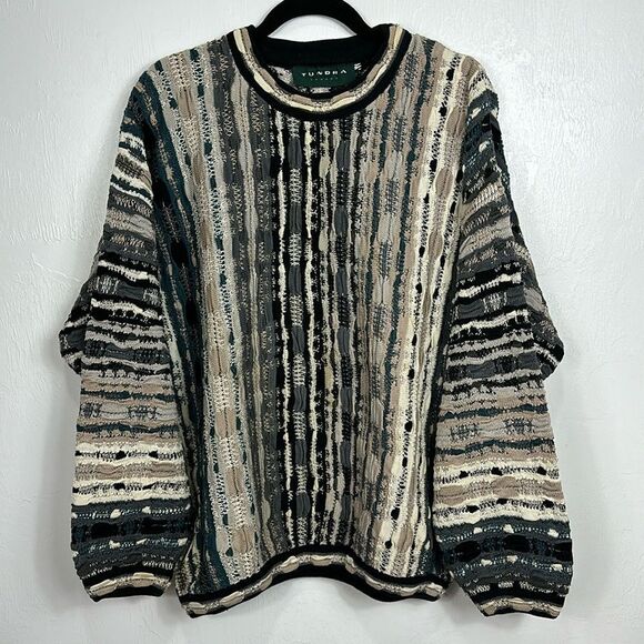 Tundra Canada Vintage Sweater Coogi-like 3D Knit Crew Pullover Size XL - Picture 1 of 8